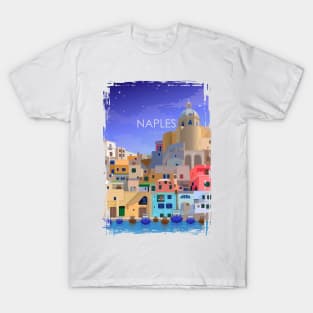 Naples Italy Italian Vintage Minimal Retro Travel Poster T-Shirt